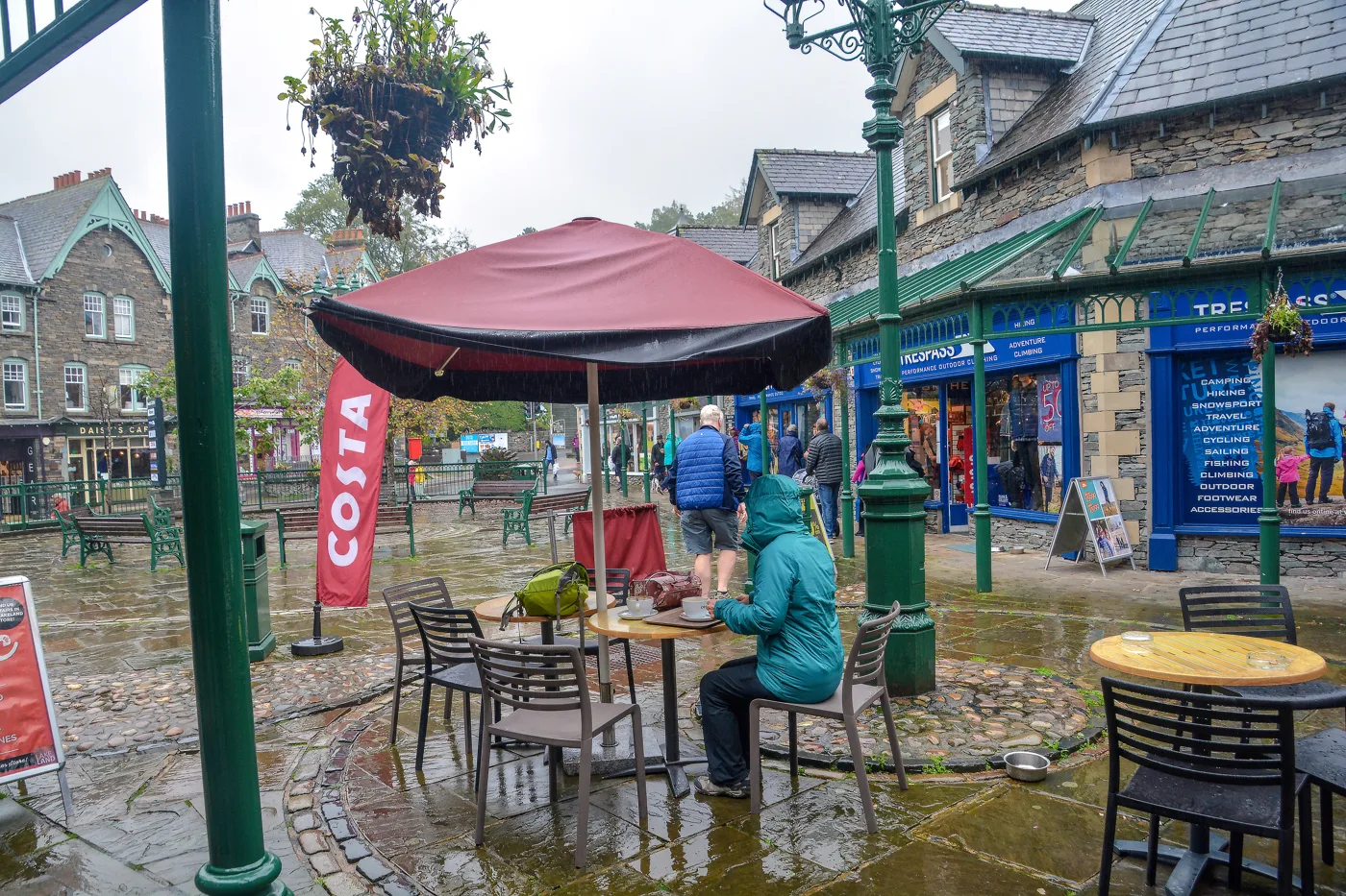 Market Cross, Ambleside, where the community stalls, the mulled wine stall and the Tree of Light stand on switch-on day